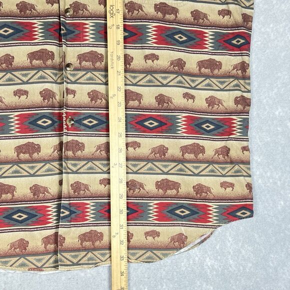 OUTFITTERS ROUNDTREE & YORKE Shirt AZTEC Southwestern Buffalos All Over Men’s XL - Picture 8 of 12